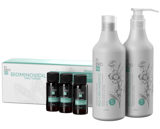 Combo BIOCRECIMIENTO x 300 ml + 3 Ampollas Biominoxidil